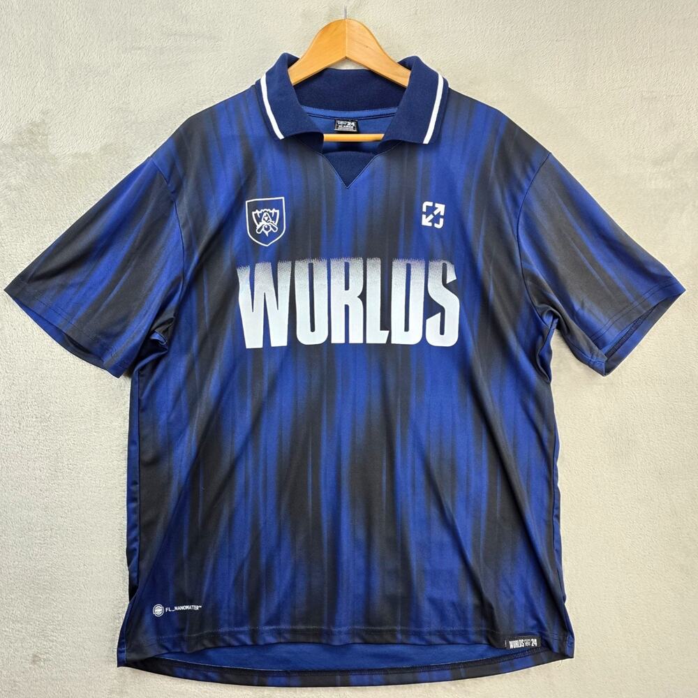 Riot Games Worlds Soccer Jersey Mens XL Blue Black 2024 Gaming LOL Esports